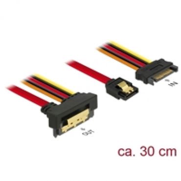 SATA3 7-pin + SATA 15-pin virtaliitin -> SATA 22-pin -kaapeli, 30cm, monivärinen