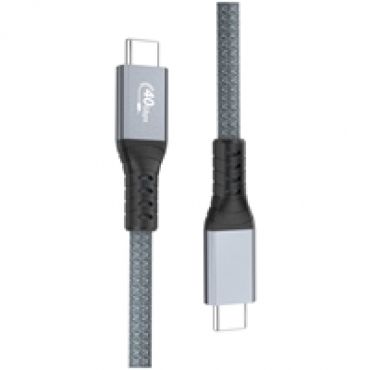 USB4-C Gen3x2 -kaapeli, 40Gbps, PD3.0 5A 100W, 0,8m, harmaa