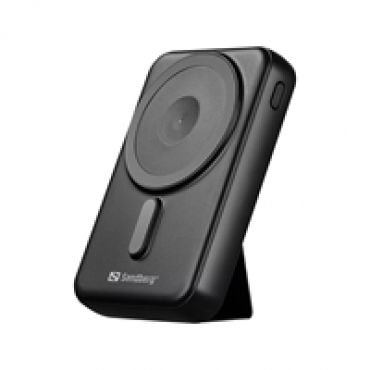 10 000mAh Mag Wireless Powerbank, MagSafe/Qi langaton lataus 15W, USB-C PD 20W, USB-A, musta