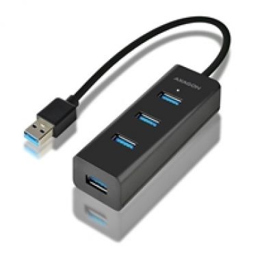 4-porttinen 3.2 Gen1 USB-A -hubi, lisävirralla, 0,3m, musta