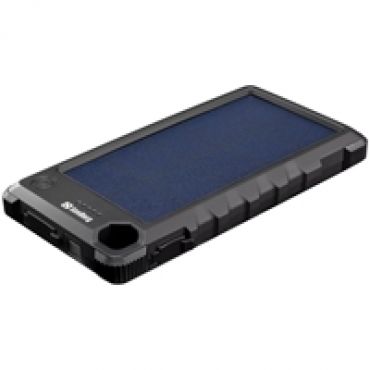 10 000 mAh Outdoor Solar Powerbank, USB-C, USB-A, musta