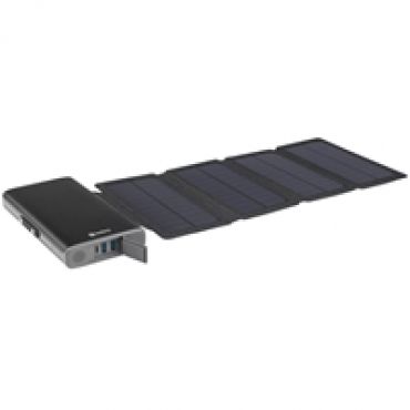 25.000 mAh Solar 4-Panel Powerbank, USB-C, 2x USB-A musta