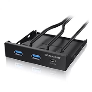 3.5" etupaneeli, 2x USB-C + 2x USB-A, musta