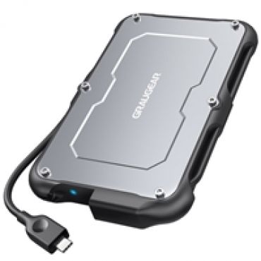 3.2 Gen2 USB-C Enclosure, ulkoinen kiintolevykotelo 2.5" SATA HDD/SSD-levylle, hopea/musta