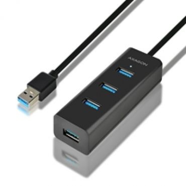 4-porttinen 3.2 Gen1 USB-A -hubi, lisävirralla, 1,2m, musta