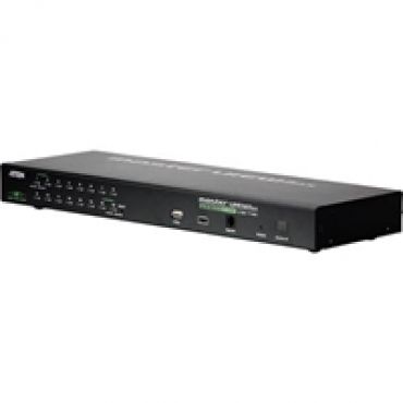 KVM-kytkin 16 koneelle, USB/PS2, 19", 1U, LAN/WAN-ohjaus,musta