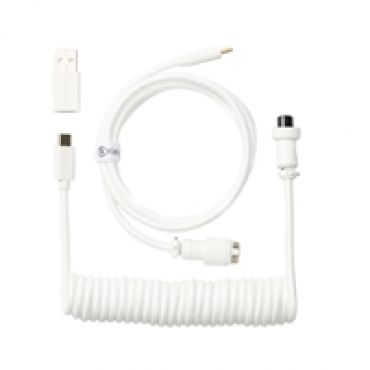 Coiled Aviator Cable - White, näppäimistön kierrekaapeli