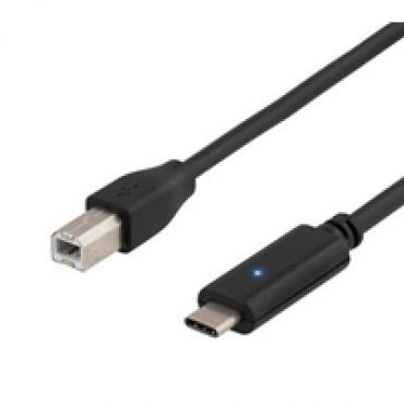 2.0 USB-C - USB-B -kaapeli, 1m, musta