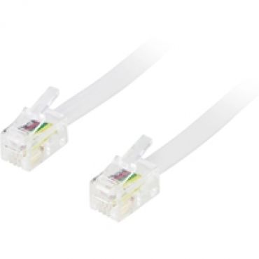Modulaarikaapeli RJ-9/RJ-10/RJ-22 4P4C, 10m, valkoinen