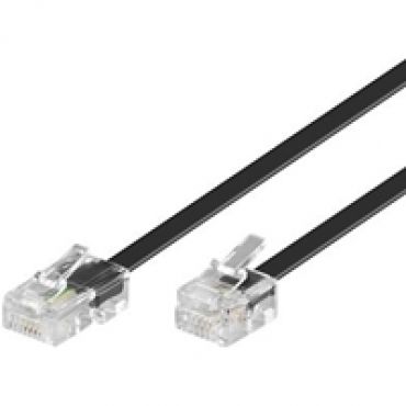 RJ-11 -> RJ-45 -kaapeli, uros -> uros, 15m, musta