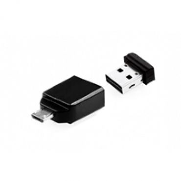 16GB Store 'N' Go Nano, 2.0 USB-A -muistitikku, Micro-USB-adapterilla, musta