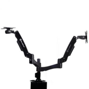 ?24" x2 Two Arm Mount Bracket, -pöytäteline kahdelle näytölle, musta