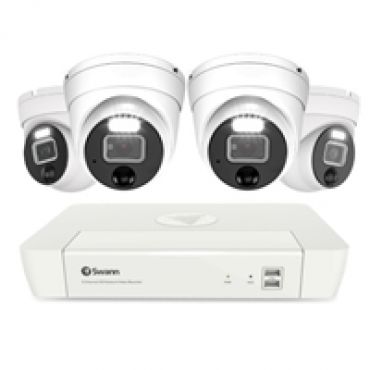4K Master Series, 8-kanavainen verkkovideotallennin 1TB ja 4x dome-valvontakameraa, valkoinen
