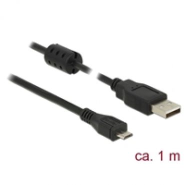 2.0 USB-A - Micro-USB -kaapeli, 1m, musta