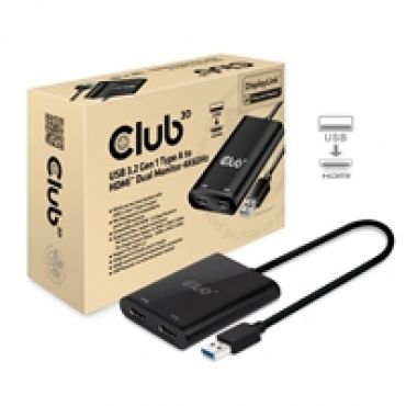 3.2 Gen1 USB-A -> 2x 2.0 HDMI -adapteri, musta