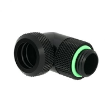 Multi-Link Adapter, 90°, G1/4" -> 12mm kova putki, kierrettävä, musta
