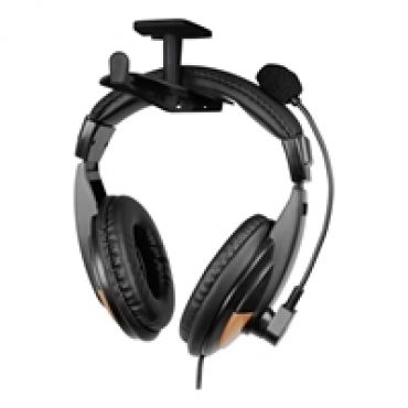 Kaksihaarainen kuulokeripustin, tarra/ruuvikiinnitys, musta