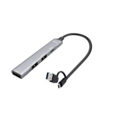 4-porttinen 3.2 Gen1 USB-A/C -hubi, 0,15m, harmaa