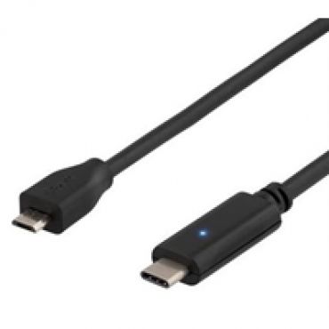 2.0 USB-C - Micro-USB -kaapeli, 0,5m, musta