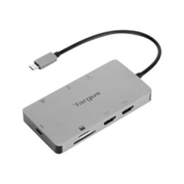 USB-C Dual HDMI 4K Docking Station with 100W PD Pass-Thru -telakointiasema, harmaa/musta