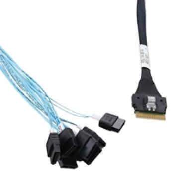 SlimSAS SFF-8654 8i -> 8x SATA SFF-8482 -kaapeli, 0,8m, musta