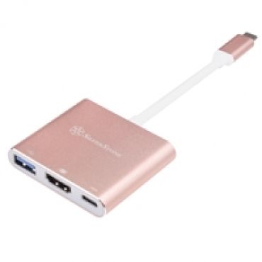 3.1 Gen1 USB-C -hubi, HDMI + USB-A + USB-C PD2.0 100W, pinkki