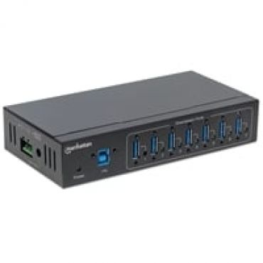 7-porttinen 3.2 Gen1 USB-A -hubi, ESD-suojattu, musta