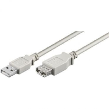 2.0 USB-A -jatkokaapeli, uros-naaras, 1m, harmaa