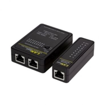 RJ45-, RJ11- ja BNC-kaapeleiden testauslaite kaukosäätimellä, musta