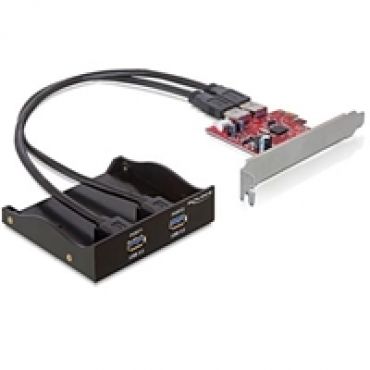 2-porttinen 3.2 Gen1 USB-A -lisäkortti 3.5" paneeliin, PCIe x1, musta