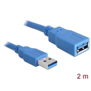 3.2 Gen1 USB-A -jatkokaapeli, uros-naaras, 2m, sininen