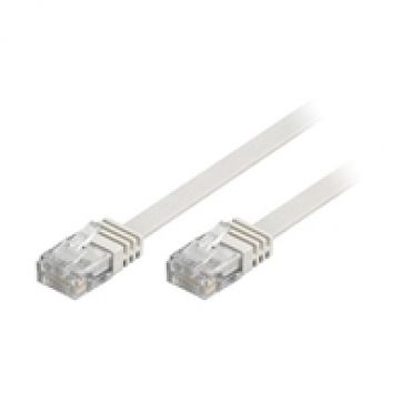 U/UTP Cat6 litteä laitekaapeli, 1,5m, valkoinen