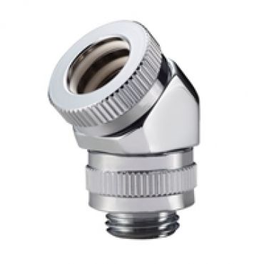 12mm Hard Tube Rotary Fitting 45° -adapteriliitin, 45° kulma, G1/4, kromi