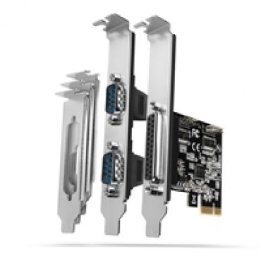 PCIe-lisäkortti, 1x rinnakkaisportti (IEE 1284) (DB25 naaras) + 2x sarjaportti (RS-232/DB9 uros)
