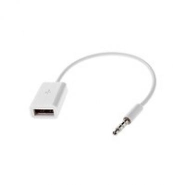 3,5mm -> USB-A-naaras adapteri, 0,2m, valkoinen