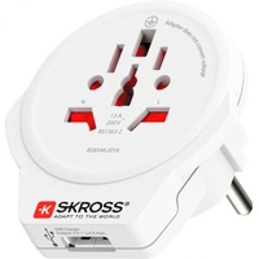 Maailma -> Eurooppa USB -maa-adapteri, valkoinen