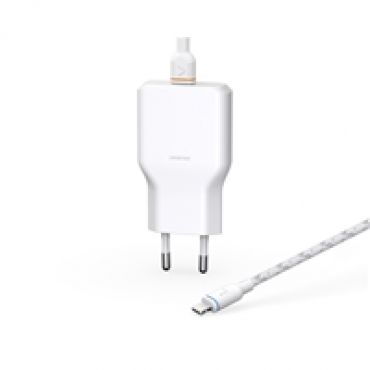 36W GaN -verkkovirtalaturi, USB-C PD ja 2m USB-C-Lightning-kaapeli, valkoinen