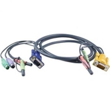 KVM-kaapeli SPHD15 u /2x3,5mm u > 2xPS/2 u/2x3,5mm u/HD15 u, 2m