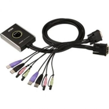 KVM-kytkin, 1-2, DVI-D/USB, 1.2m kaapelit