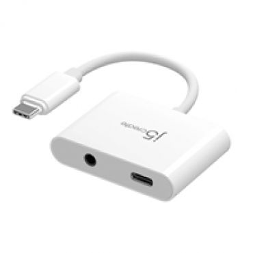USB-C -> 3.5mm Audio -adapteri PD-virralla, valkoinen