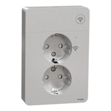 Wiser Exxact 2-osainen -pistorasia, Zigbee 3.0, 16A, metalli