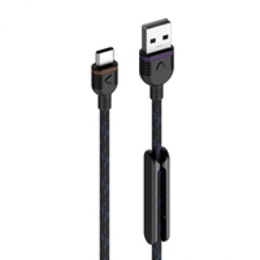 2.0 USB-A - USB-C -kaapeli, 1,2m, musta