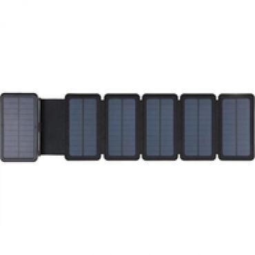 20 000mAh Solar 6-Panel Powerbank, USB-C PD20W, 2x USB-A 18W, musta