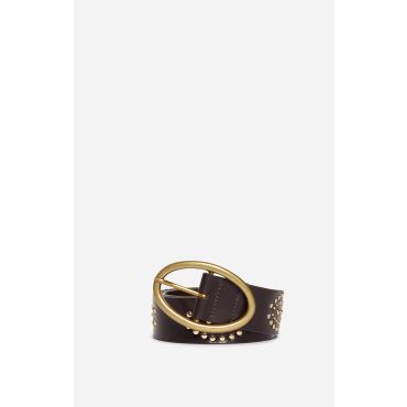 Brown Iris Leather Belt 40mm - Mahogany - Size S - Vanessa Bruno