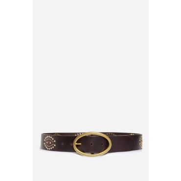 Brown Iris Leather Belt 40mm - Mahogany - Size S - Vanessa Bruno