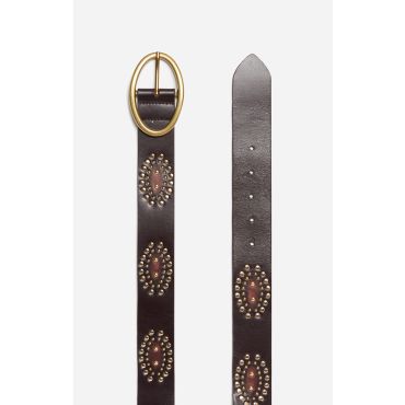 Brown Iris Leather Belt 40mm - Mahogany - Size S - Vanessa Bruno