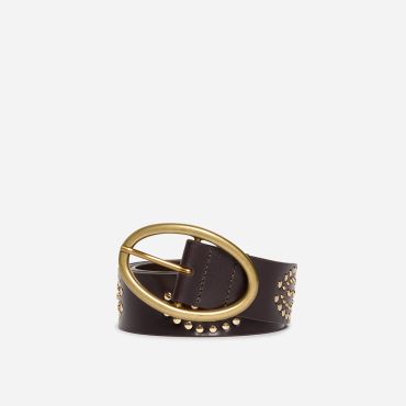 Brown Iris Leather Belt 40mm - Mahogany - Size S - Vanessa Bruno