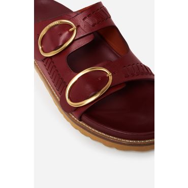 Leather Fussbetts Sandals - Beet - Size 36 - Vanessa Bruno