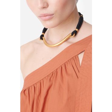Gold Brass Torque Necklace - Gold / black - TU - Vanessa Bruno
