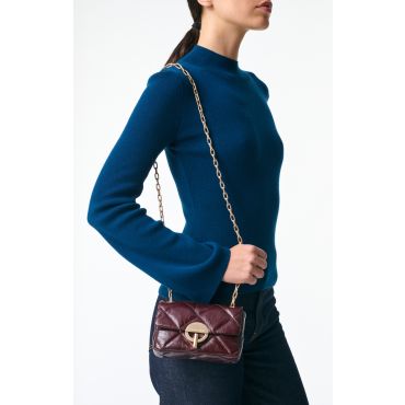 Small Cracked Leather Moon Bag - Chocolate - Size Petit - Vanessa Bruno